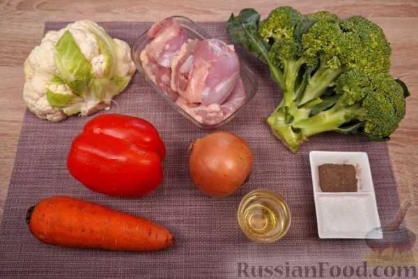 Куриный суп с брокколи и цветной капустой